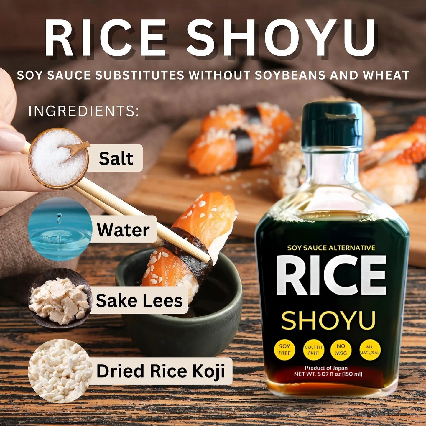 Umami Shoyu - Rice Shoyu, Soy Sauce Alternative 5.07oz (150 ml) Takata