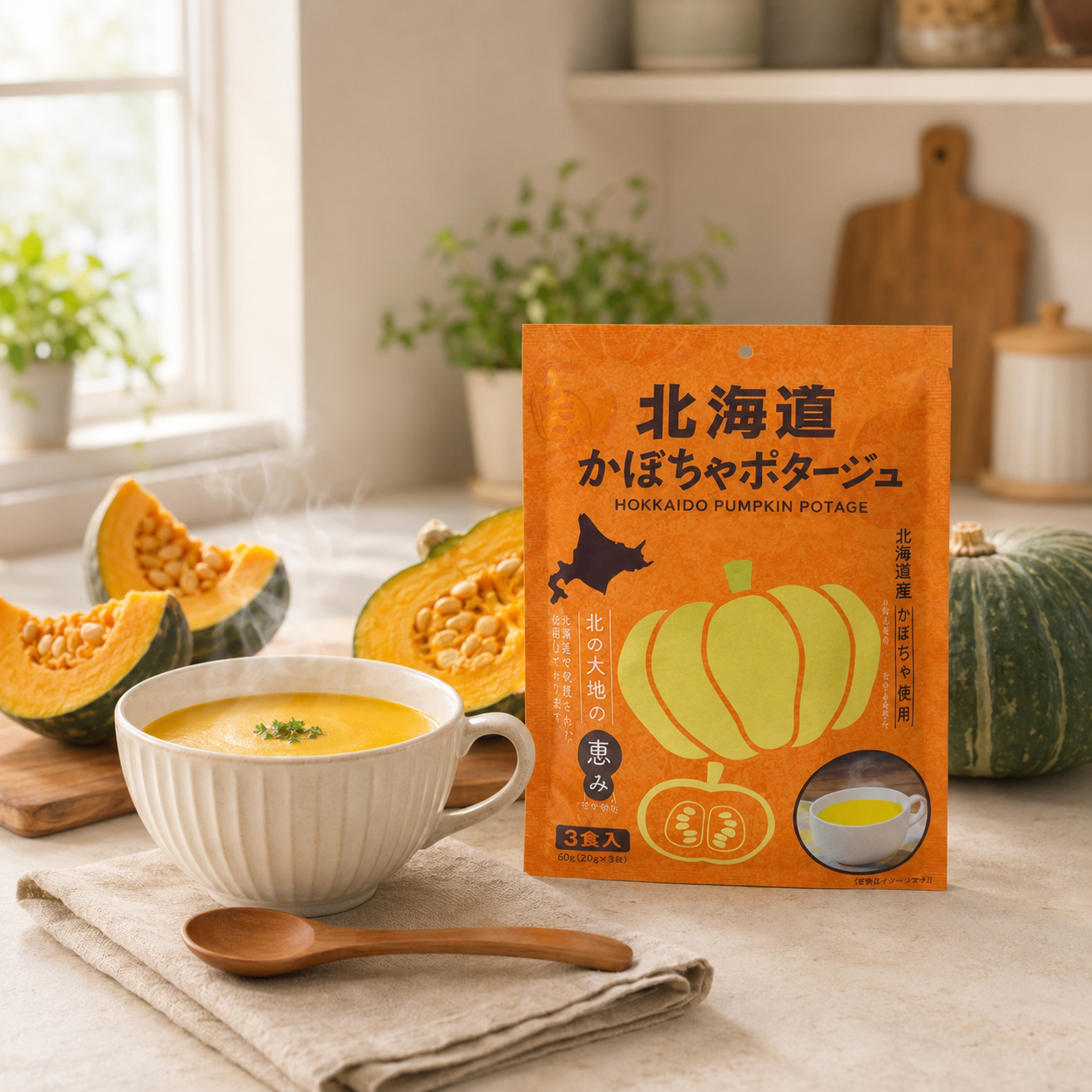 Hokkaido Pumpkin Potage – Classic Japanese Instant Soup, 3 Servings