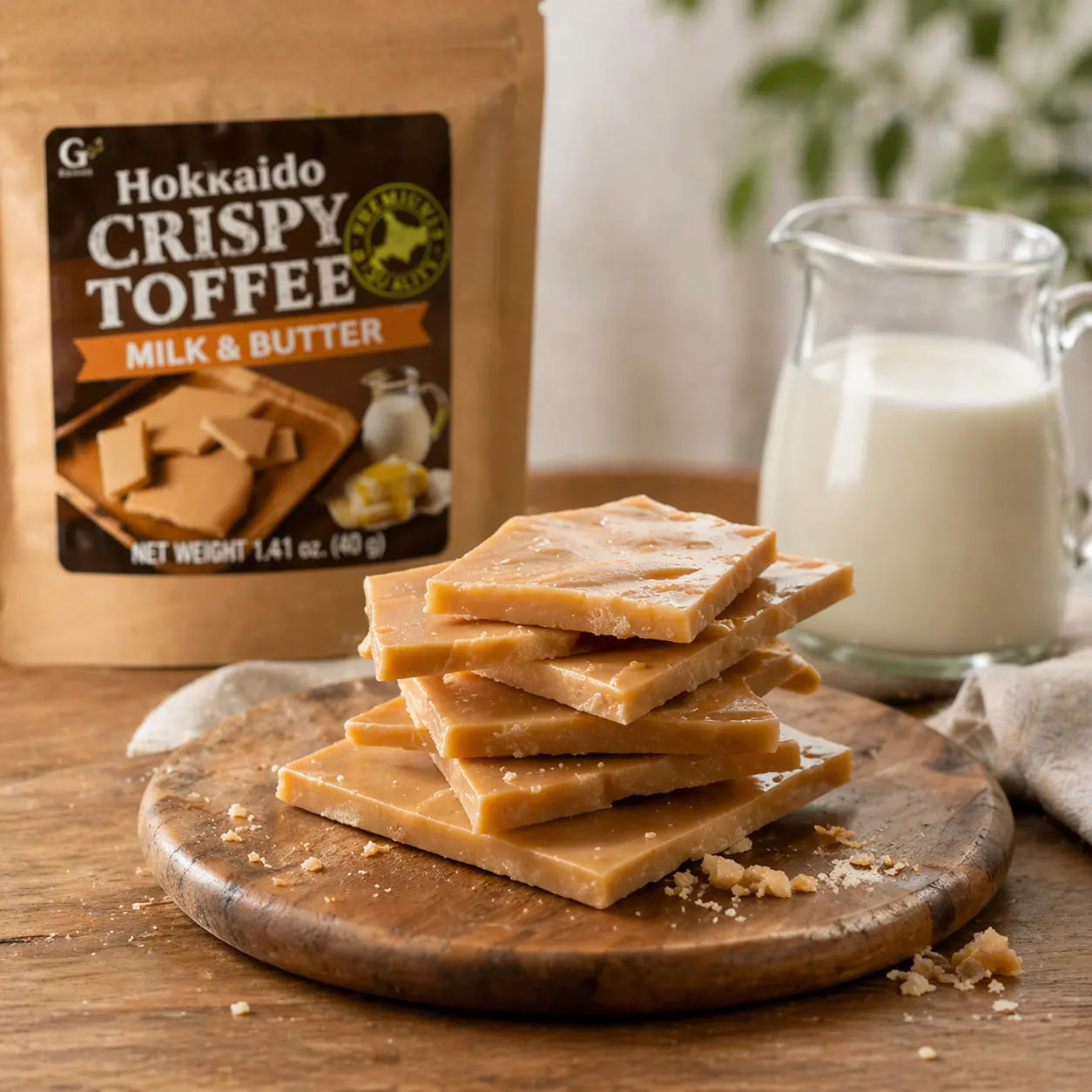 Hokkaido Crispy Toffee Candy – Milk & Butter Flavor, 1.41oz Aki Foods Japan