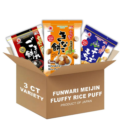Rice Puff Snack Funwari Meijin, Variety, 3 pack Echigo Seika