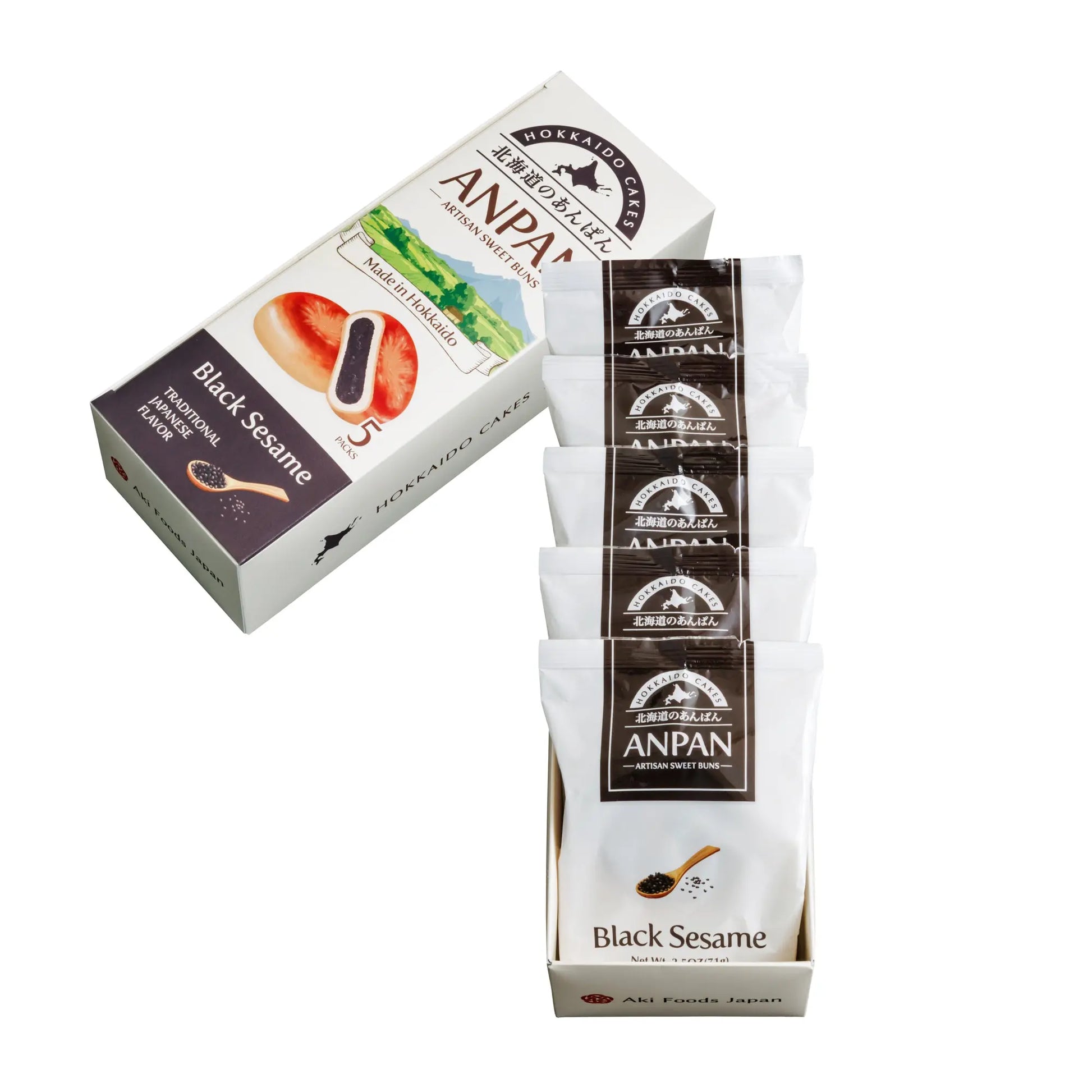 Hokkaido Anpan Black Sesame (5 Pieces) Aki Foods Japan