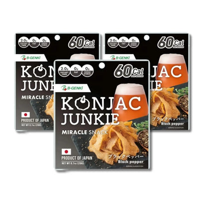 B-GENKi Konjac Junkie Black Pepper 0.7oz (20g), 3 Bags B-GENKi