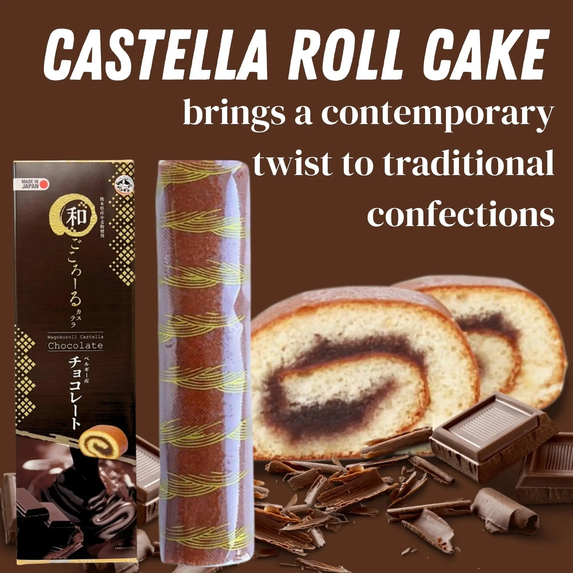 Wagokoroll Castella Roll Cake, Belgium Chocolate Flavor 200g Penguin