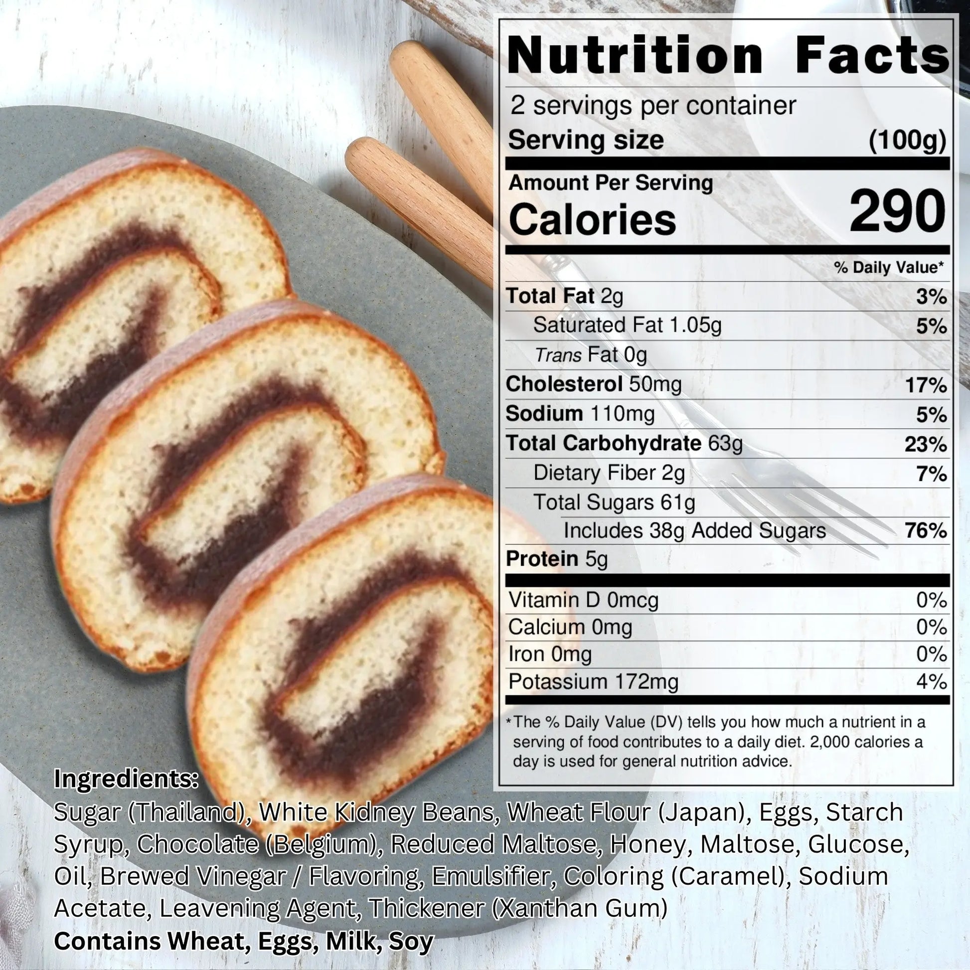 Wagokoroll Castella Roll Cake, Belgium Chocolate Flavor 200g Penguin