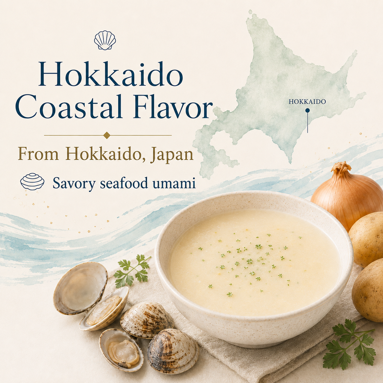 Hokkaido Clam Chowder – Classic Japanese Instant Soup, 3 Servings