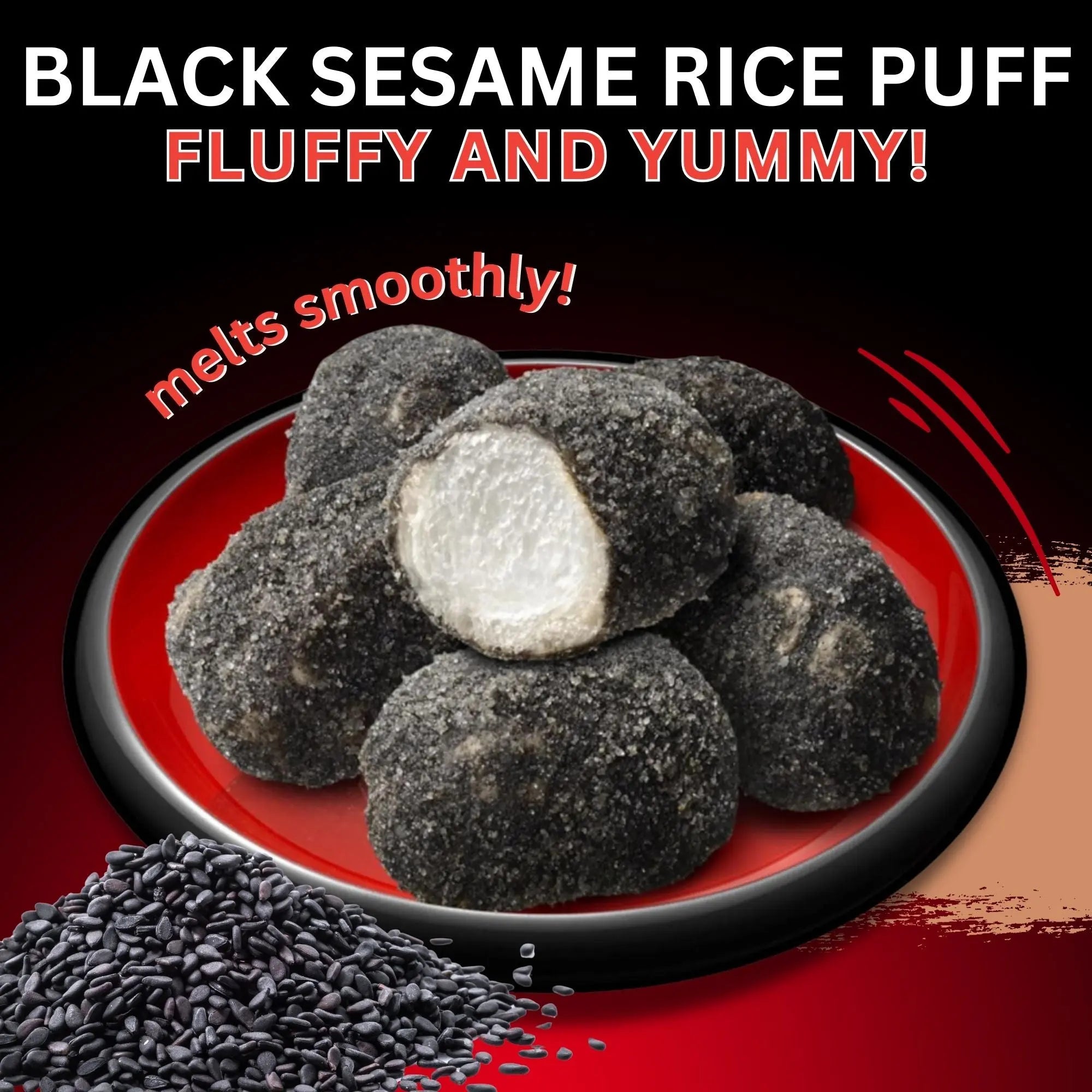 Funwari Meijin Black Sesame Mochi Rice Puffs | Kurogoma Snack 3