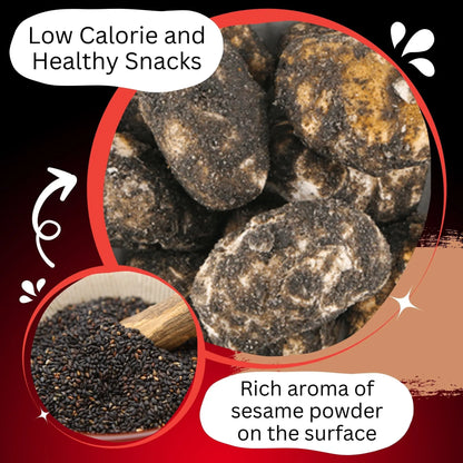 Funwari Meijin Black Sesame Mochi Rice Puffs – Kurogoma Snack, 3 Pack Echigo Seika
