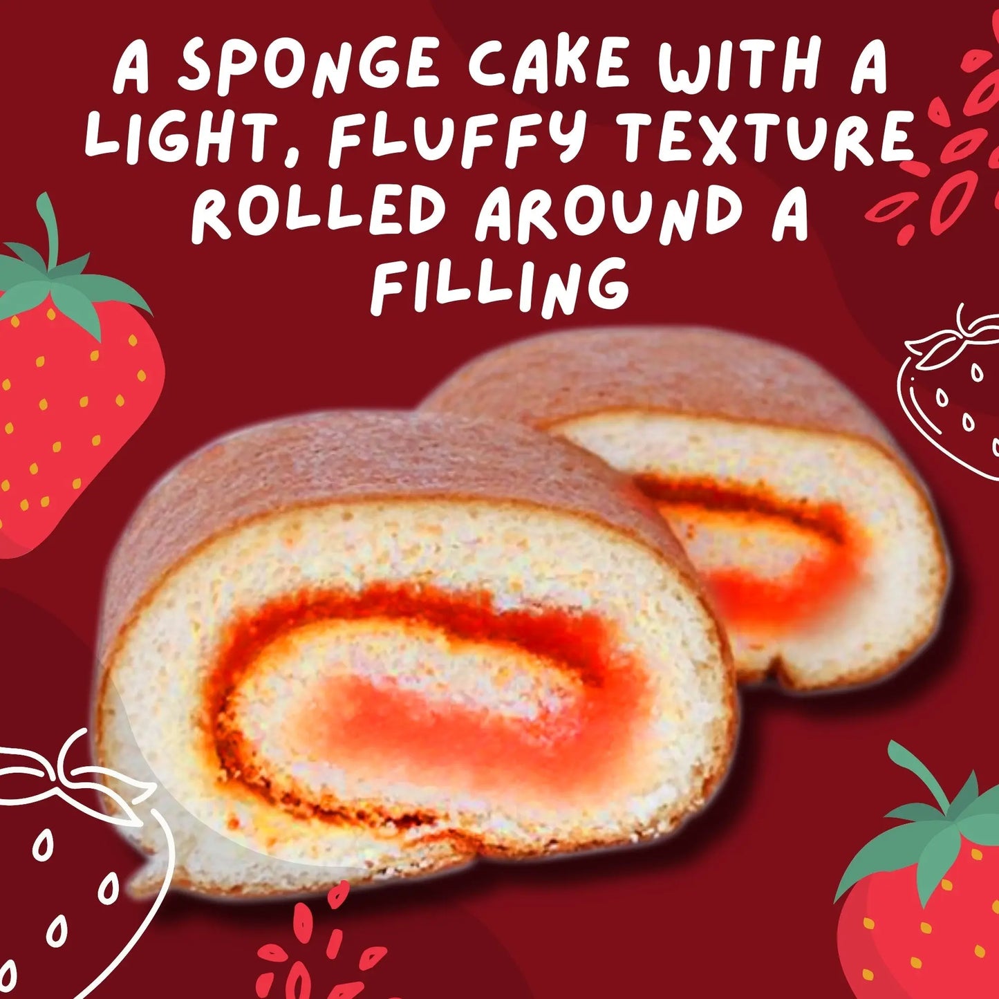 Wagokoroll Castella Roll Cake, Strawberry (Amaou Ichigo) Flavor 200g Penguin