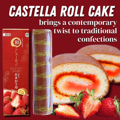 Wagokoroll Castella Roll Cake, Strawberry (Amaou Ichigo) Flavor 200g Penguin