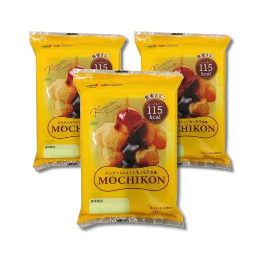 B-GENKi Mochikon Kuromitsu Kinako (Soybean Flour), Mochi-Like Chewy Dessert 100g, Pack of 3