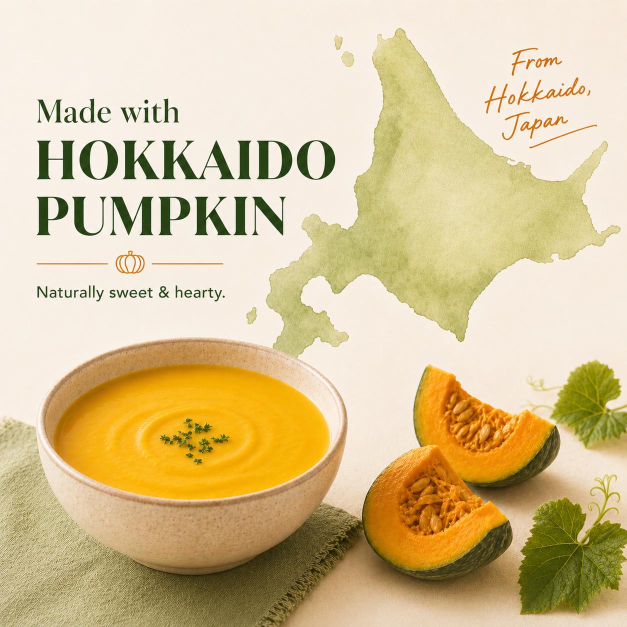 Hokkaido Pumpkin Potage – Classic Japanese Instant Soup, 3 Servings