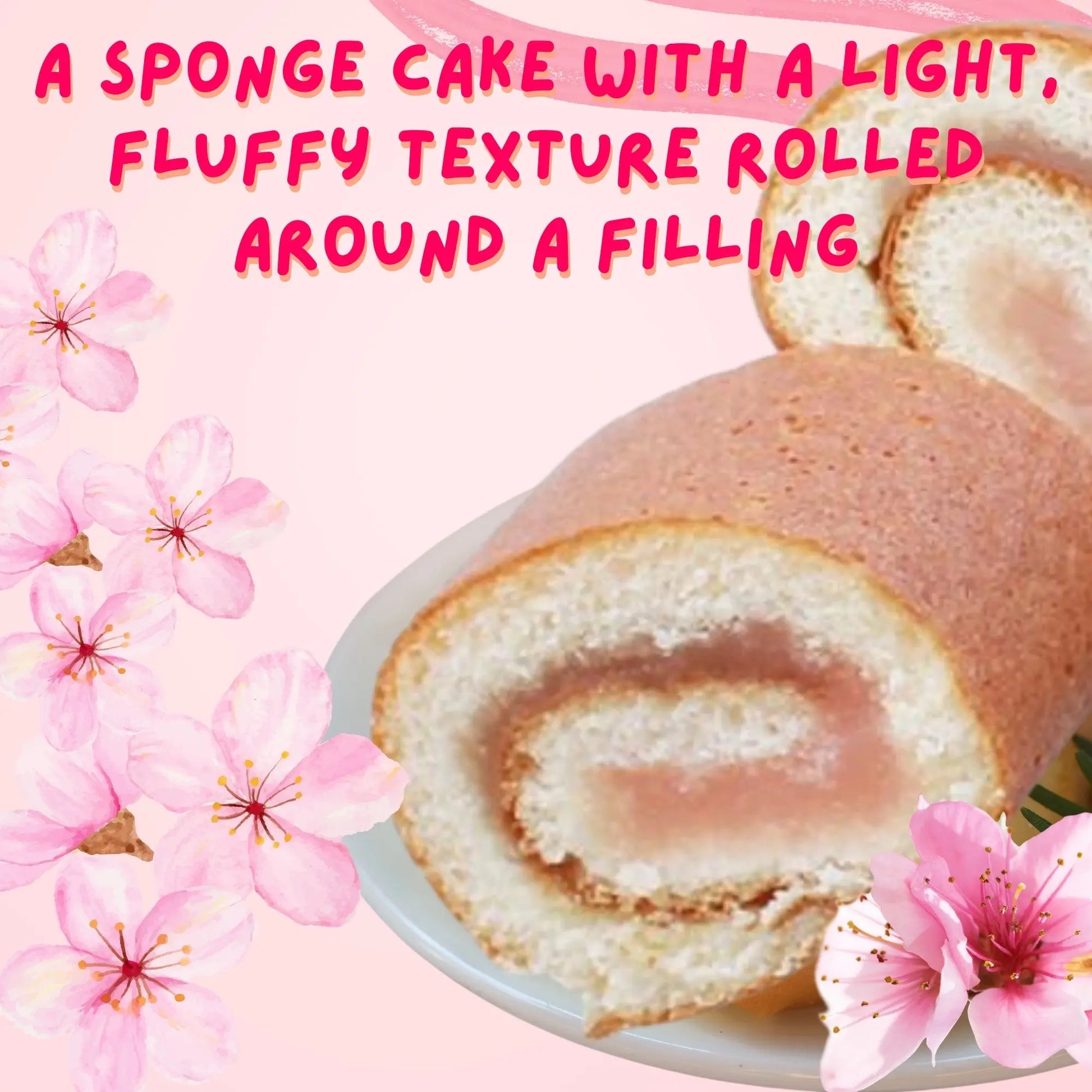 Wagokoroll Castella Roll Cake, Sakura (Cherry Blossom) Flavor 200g Penguin