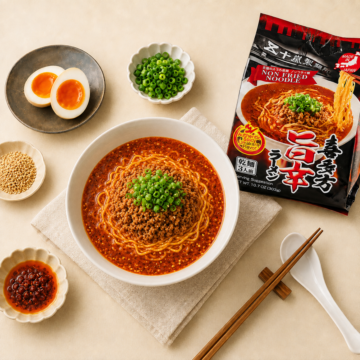 Igarashi Vegan Ramen Kitakata Spicy Umakara – Non-Fried, 3 Servings