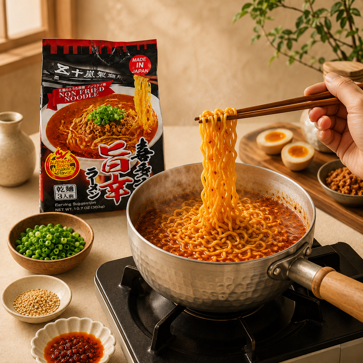 Igarashi Vegan Ramen Kitakata Spicy Umakara – Non-Fried, 3 Servings
