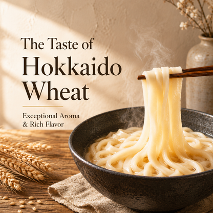 Hokkaido Dried Udon – Hidechan Haruyutaka Wheat & Deep Ocean Water, 3.53oz